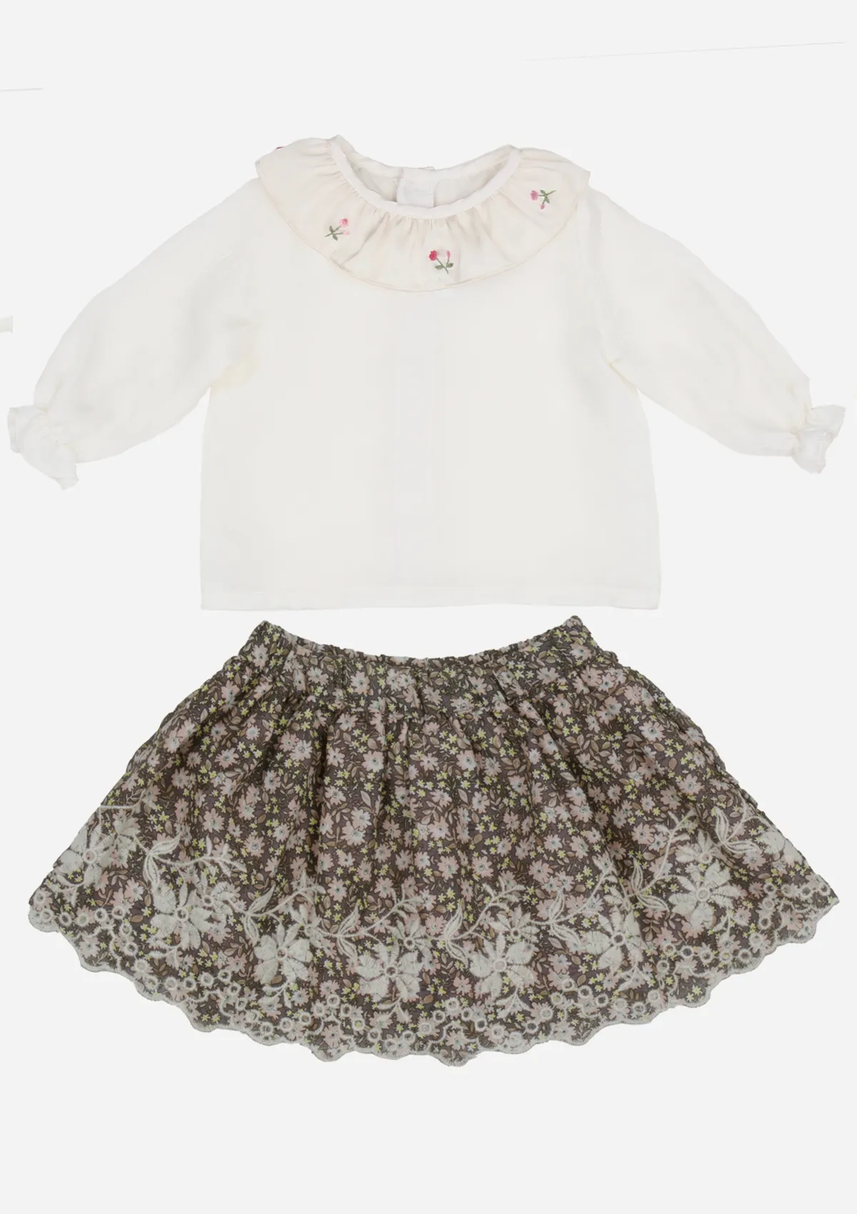 Embroidered Skirt, Bark Floral