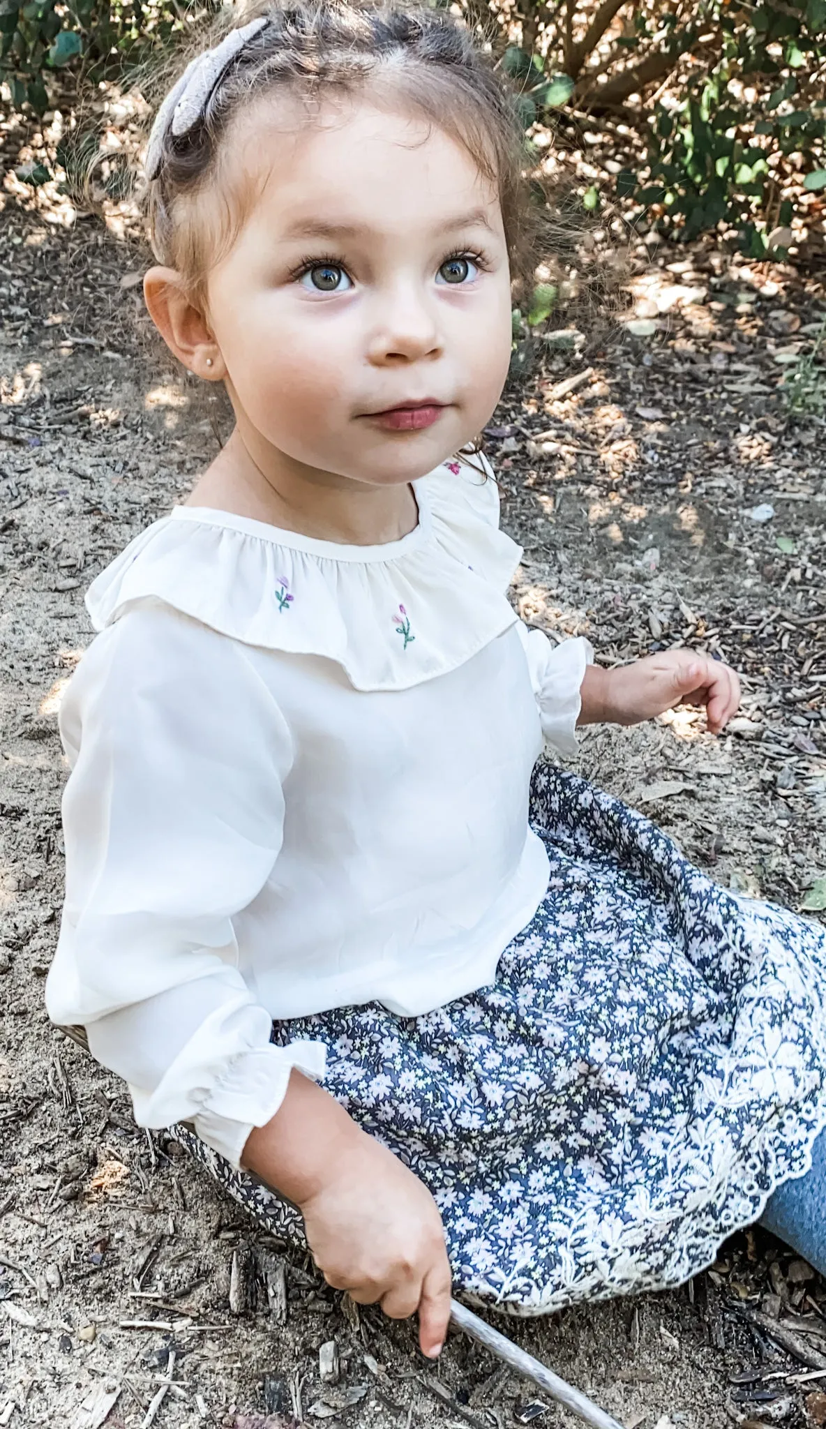 Embroidered Skirt, Bark Floral