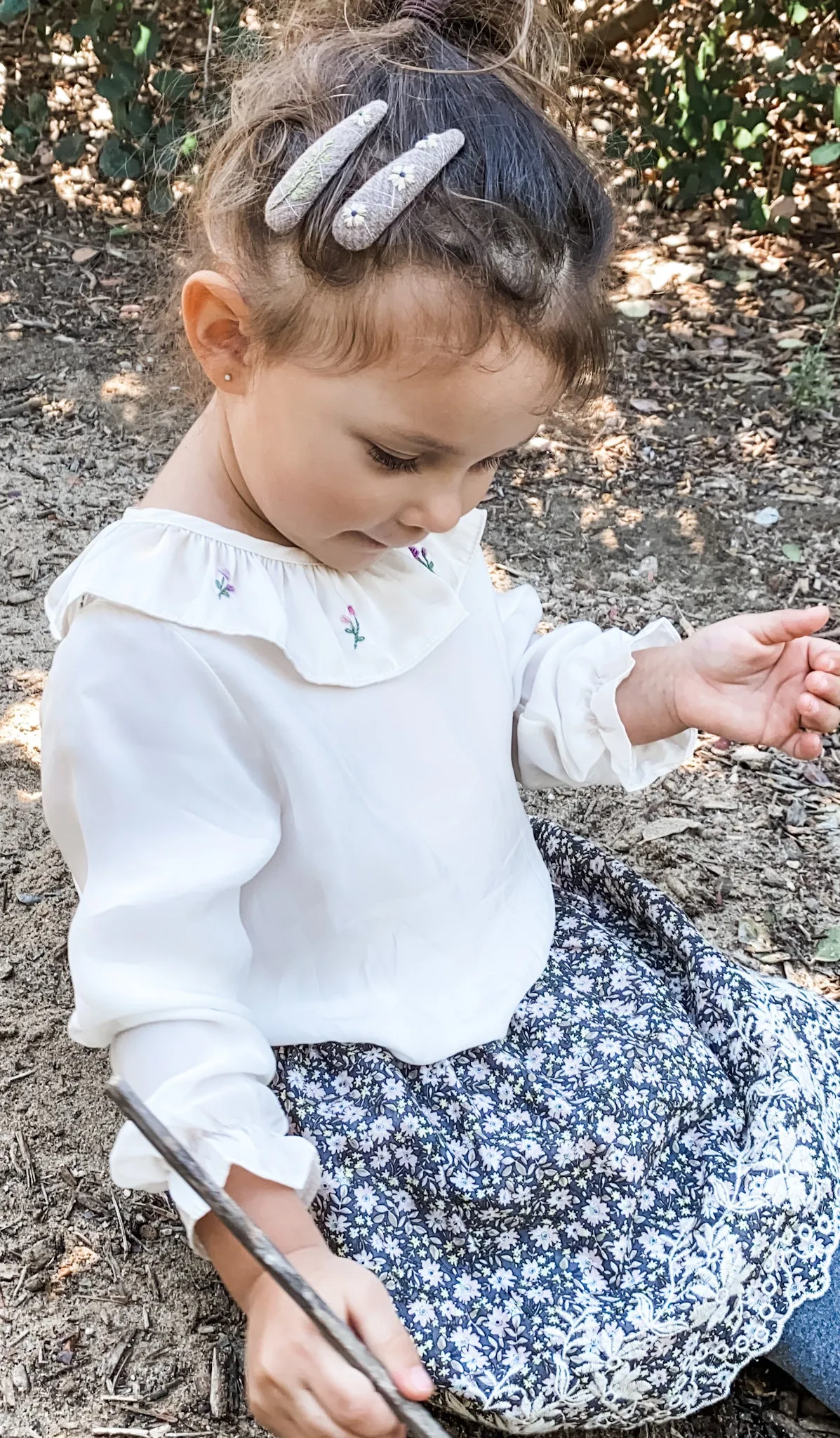 Embroidered Skirt, Bark Floral