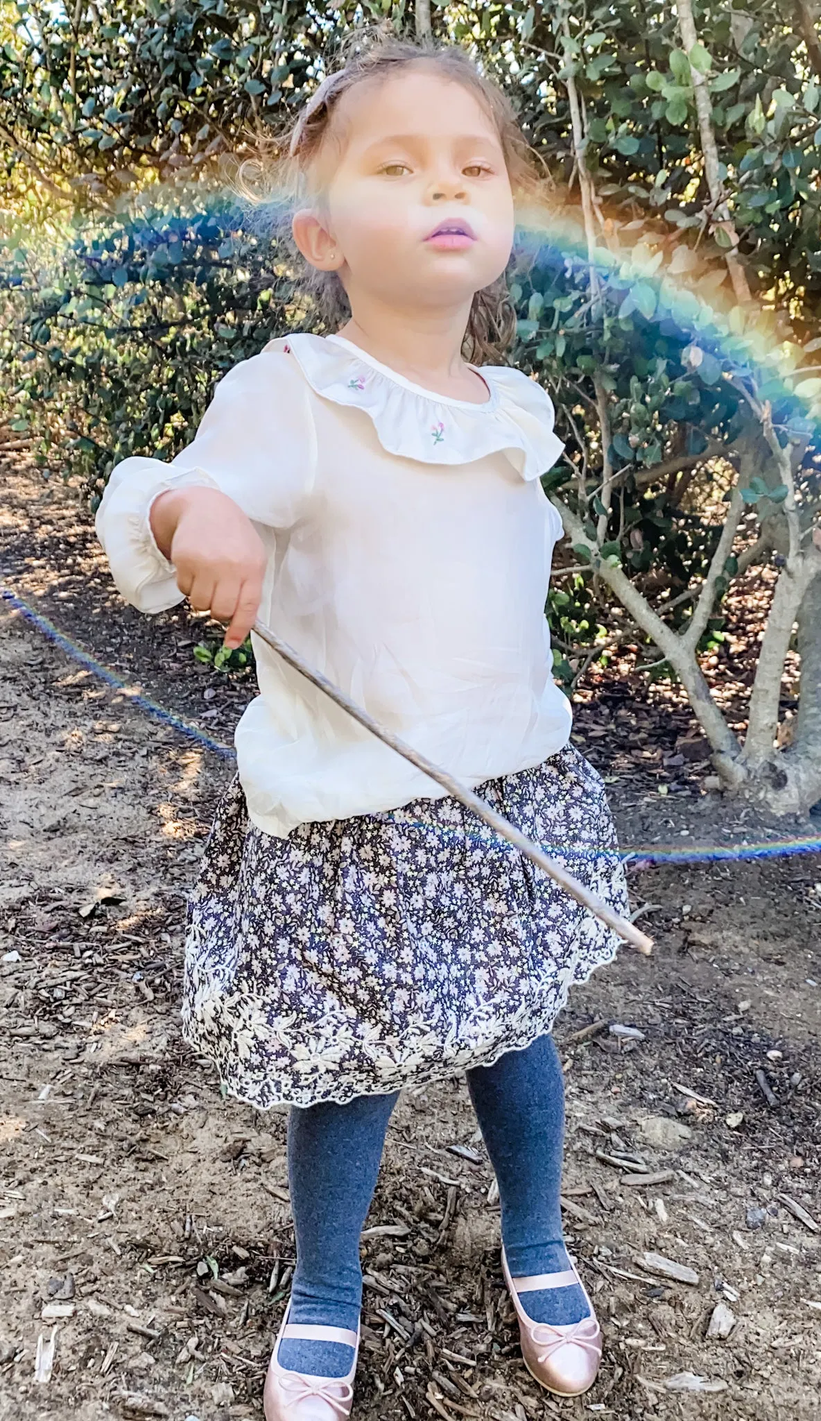 Embroidered Skirt, Bark Floral