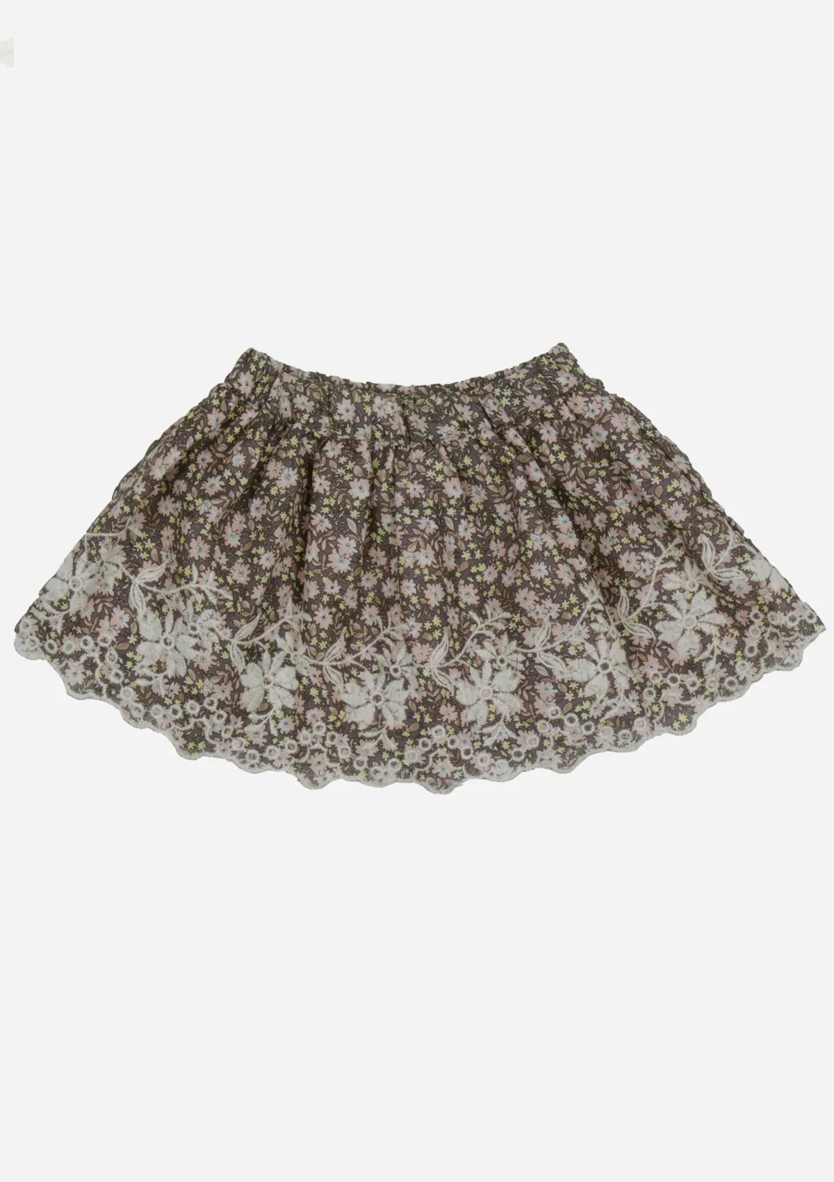 Embroidered Skirt, Bark Floral