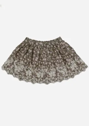 Embroidered Skirt, Bark Floral