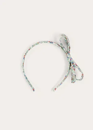 Evelyn Floral Thin Bow Hairband in Red