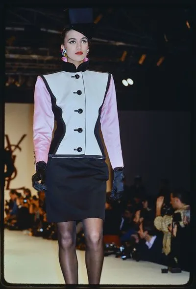 Fall 1988 Yves Saint Laurent Pink Color Block Jacket