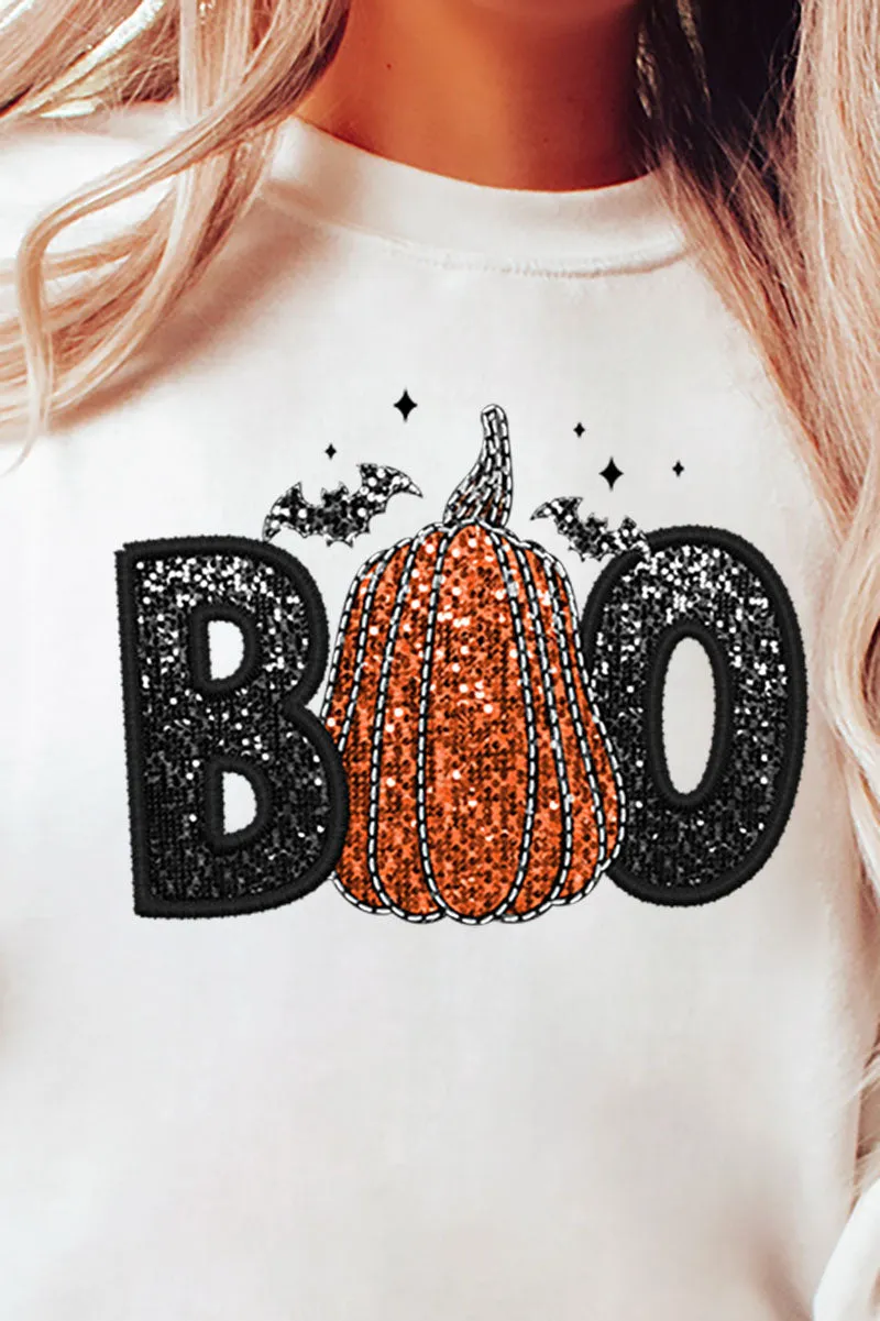 Faux Sequin Boo Transfer Unisex NuBlend Crew Sweatshirt