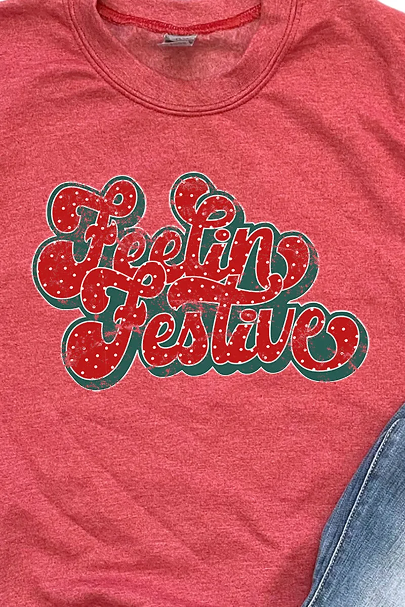 Feelin' Festive Groovy Distressed Unisex NuBlend Crew Sweatshirt