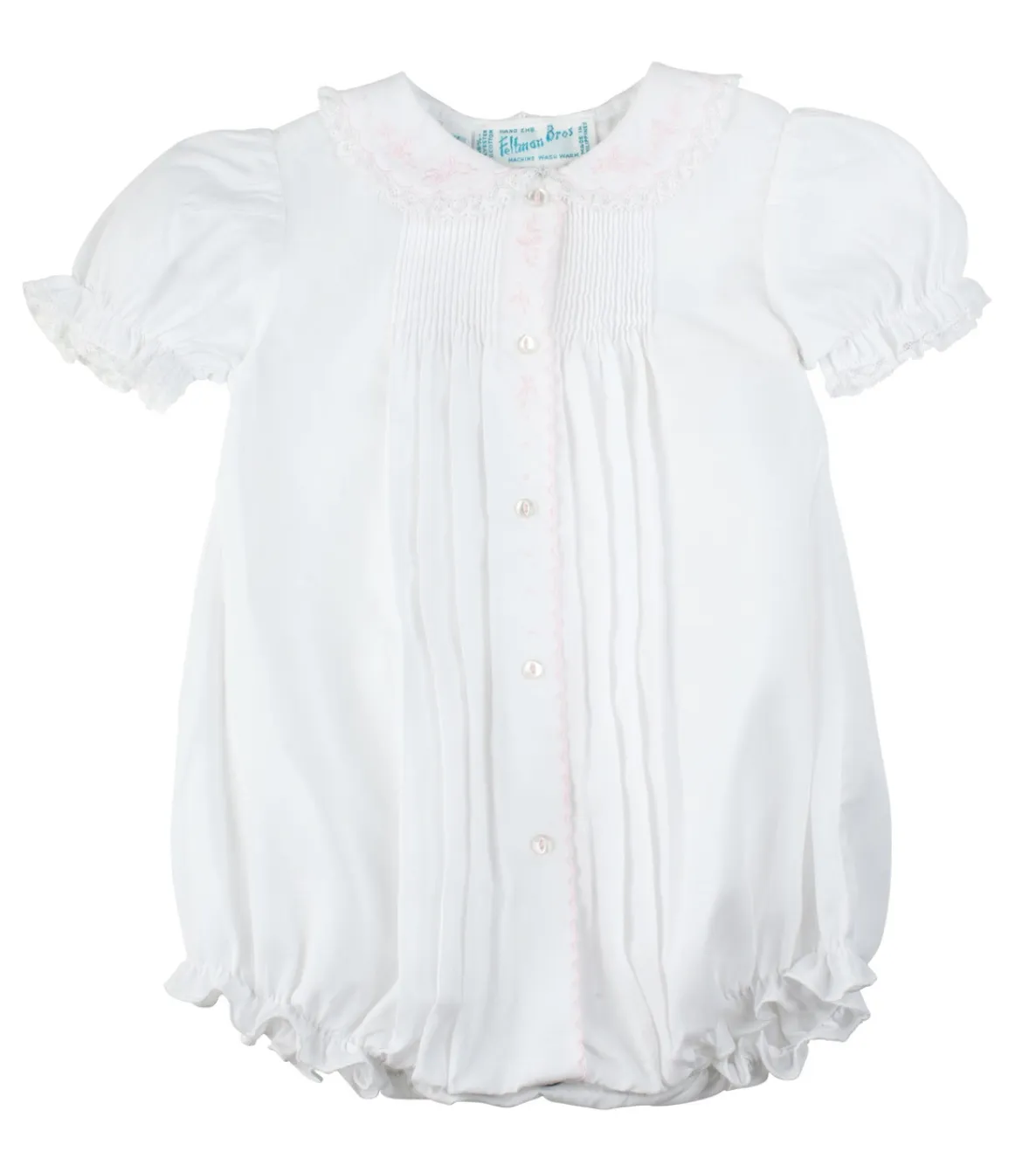 Feltman Brothers White/Pink Scalloped Open Front Bubble