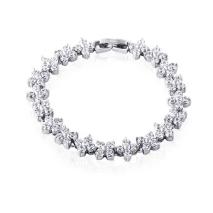 Francine Platinum Plated & Cubic Zirconia Marquise Cut Bracelet - 17cm