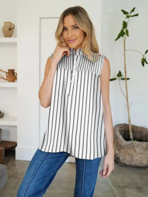 Frill Printed Mock Neck Top
