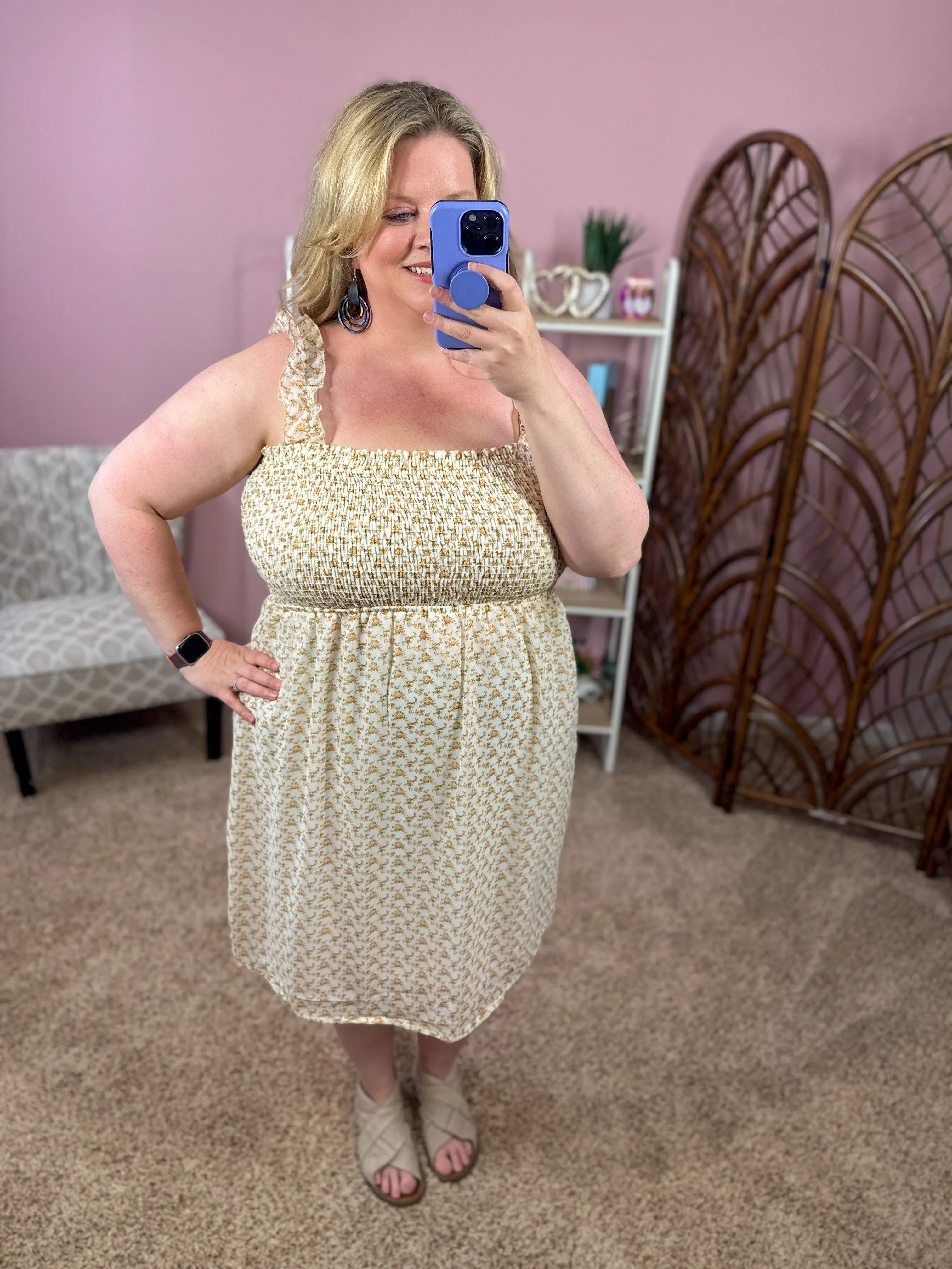 Full of Experiences Smocked Dress - Cream