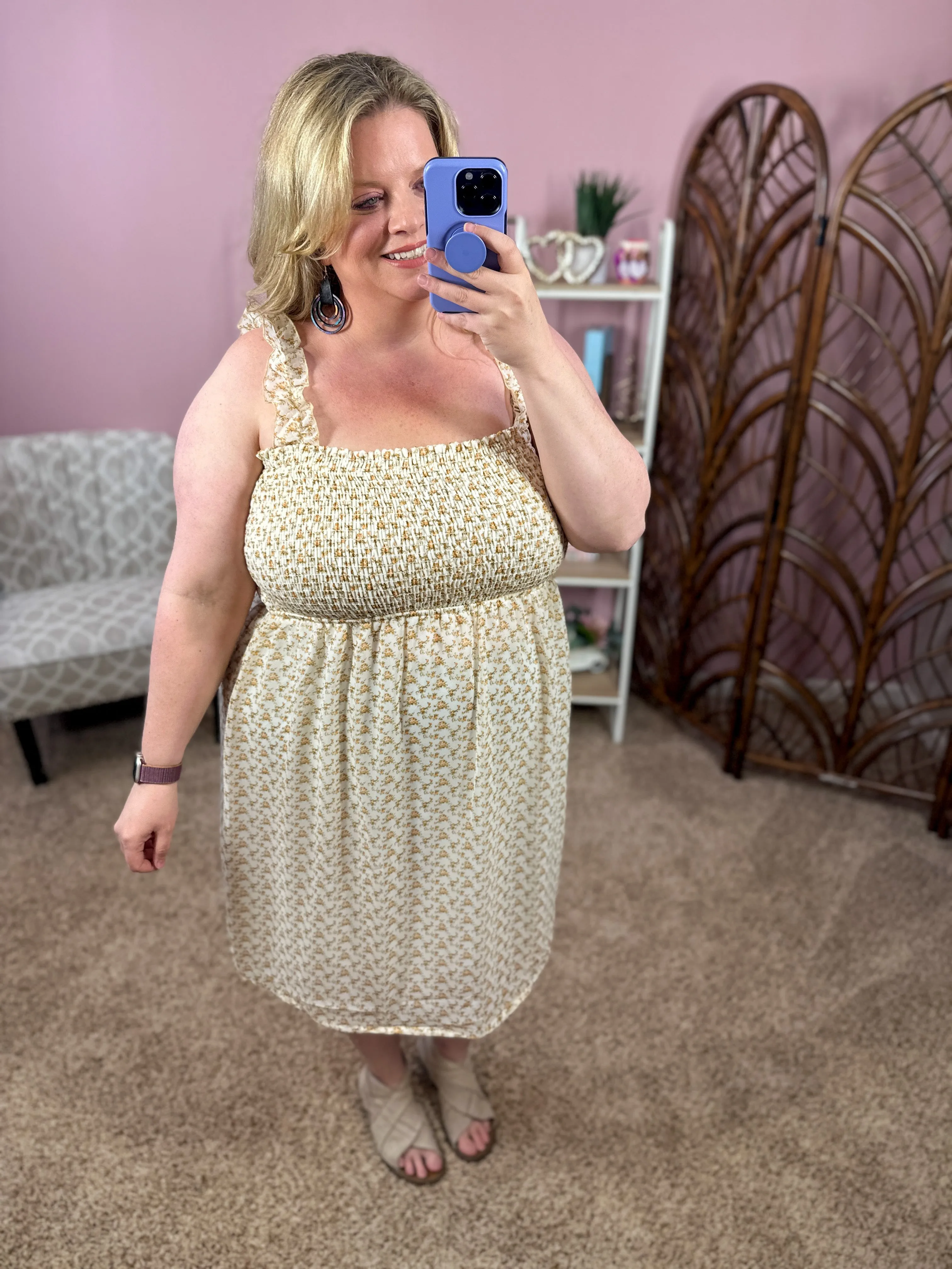 Full of Experiences Smocked Dress - Cream