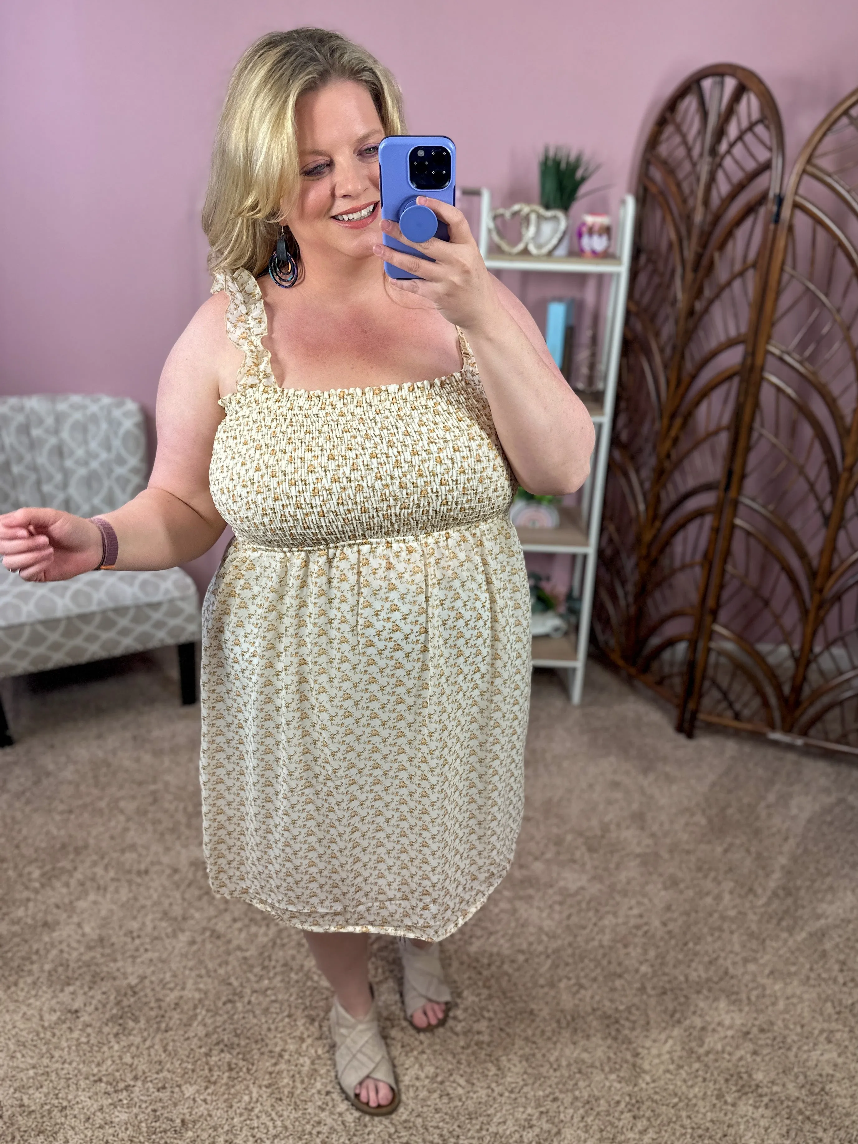 Full of Experiences Smocked Dress - Cream