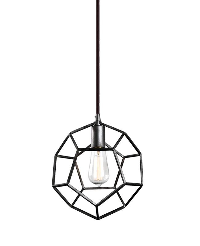 Geometric Rusty Black 9" Pendant