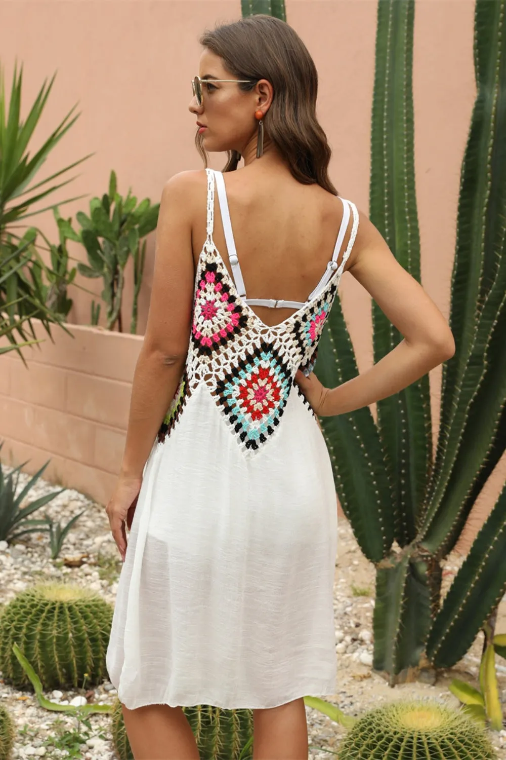 Geometric V-Neck Spaghetti Strap Cover Up Dress (7 Colors)