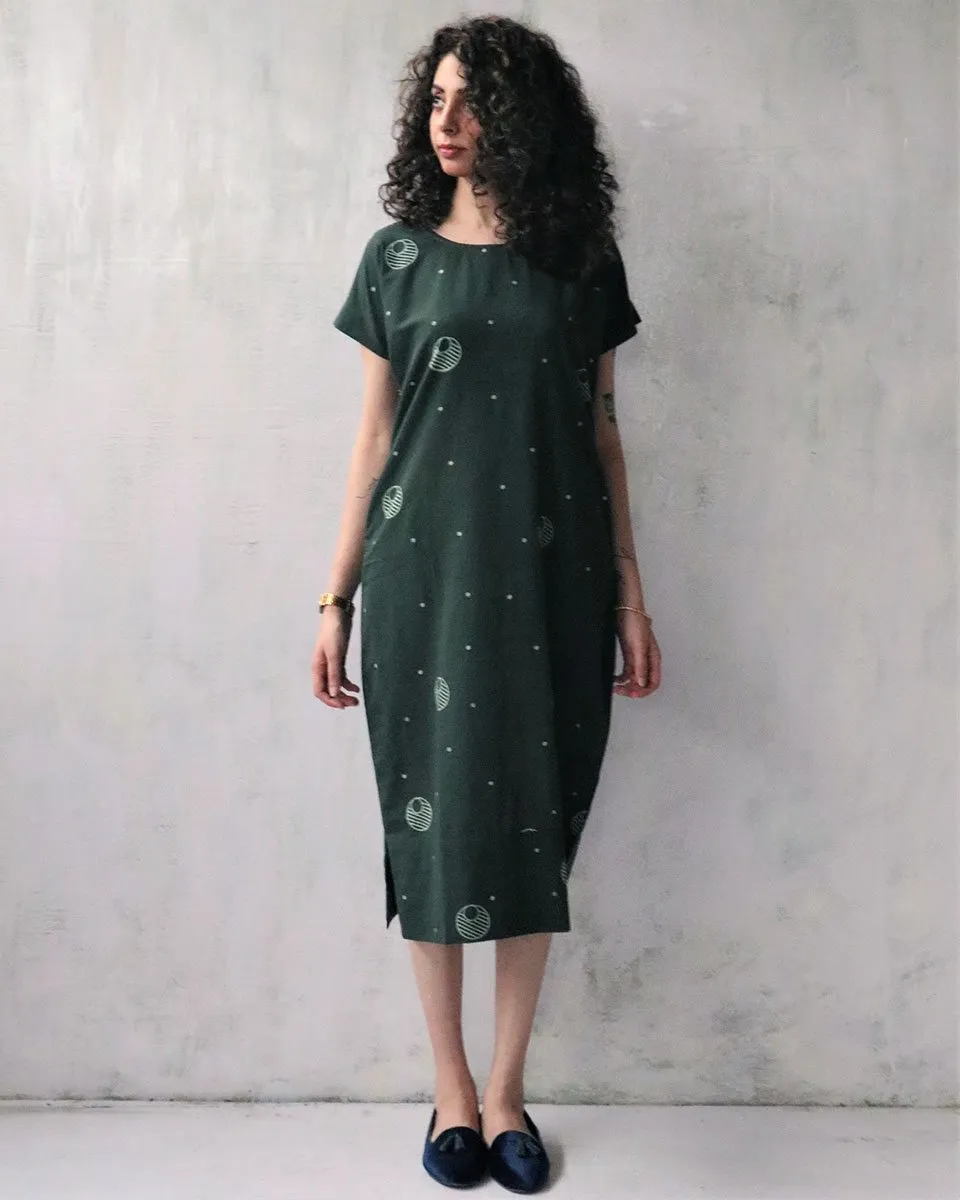 Green Blockprinted Cotton Dress