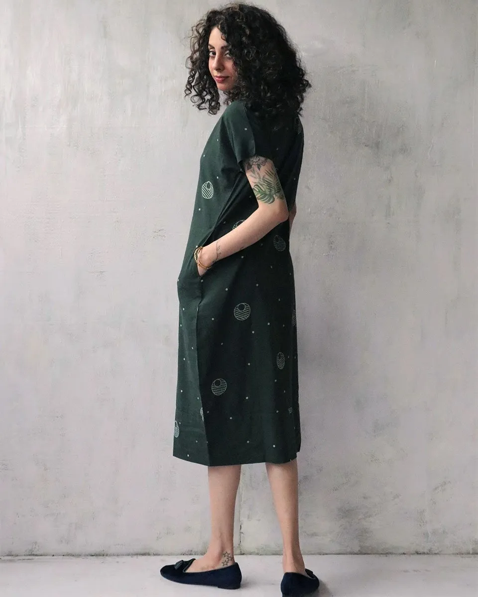 Green Blockprinted Cotton Dress