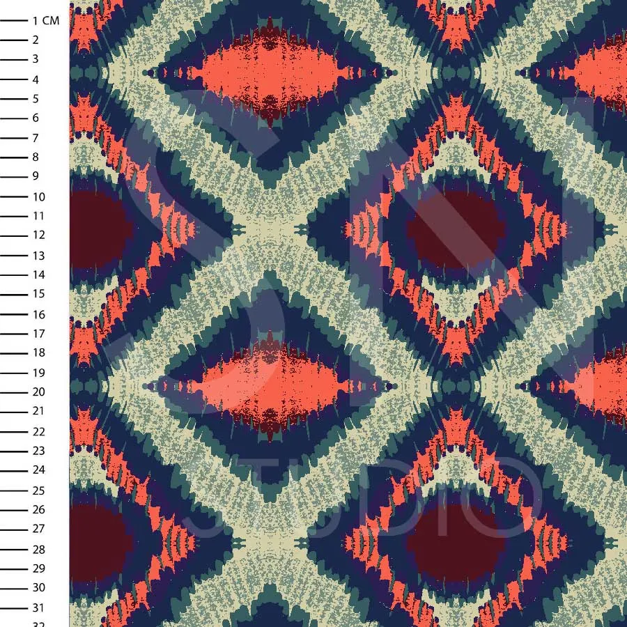 Green blue red ikat