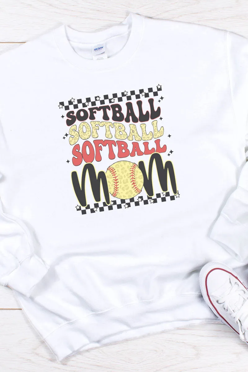 Groovy Stacked Softball Mom Unisex NuBlend Crew Sweatshirt
