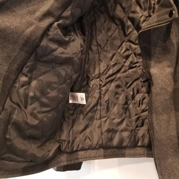 Guess Wool Bkend Check Zipper Jacket Warm Lined Zip Gray Black Pockets Size S