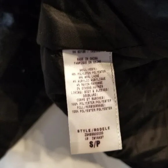 Guess Wool Bkend Check Zipper Jacket Warm Lined Zip Gray Black Pockets Size S
