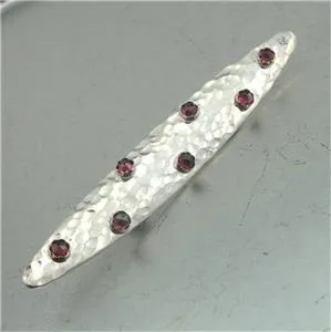 Hadar Designers Garnet Brooch Pin Handmade 925 Sterling Silver 9k Yellow Gold )Y
