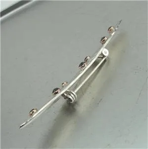 Hadar Designers Garnet Brooch Pin Handmade 925 Sterling Silver 9k Yellow Gold )Y