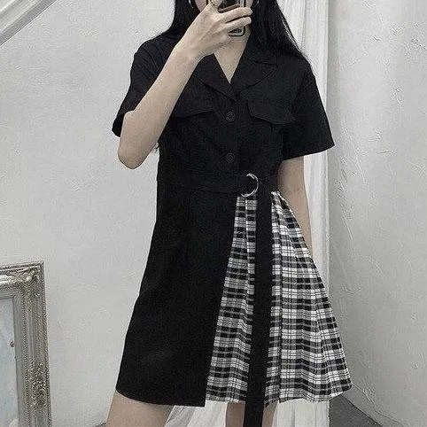 Half Plaid Retro Dress SD00562