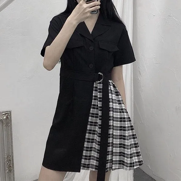 Half Plaid Retro Dress SD00562
