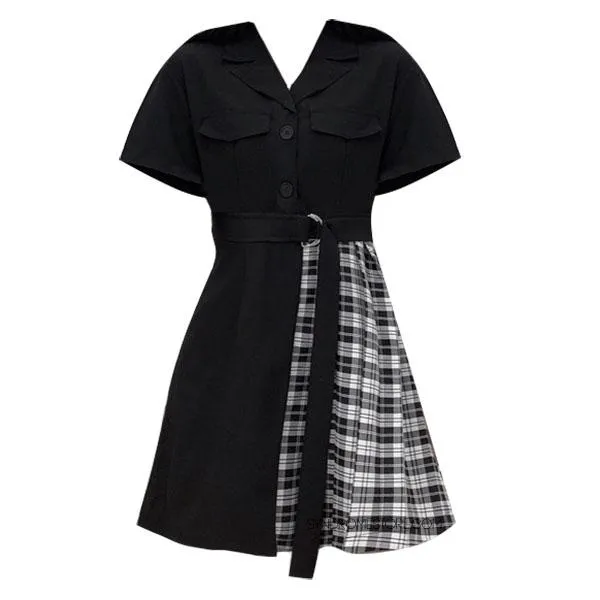 Half Plaid Retro Dress SD00562