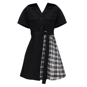 Half Plaid Retro Dress SD00562