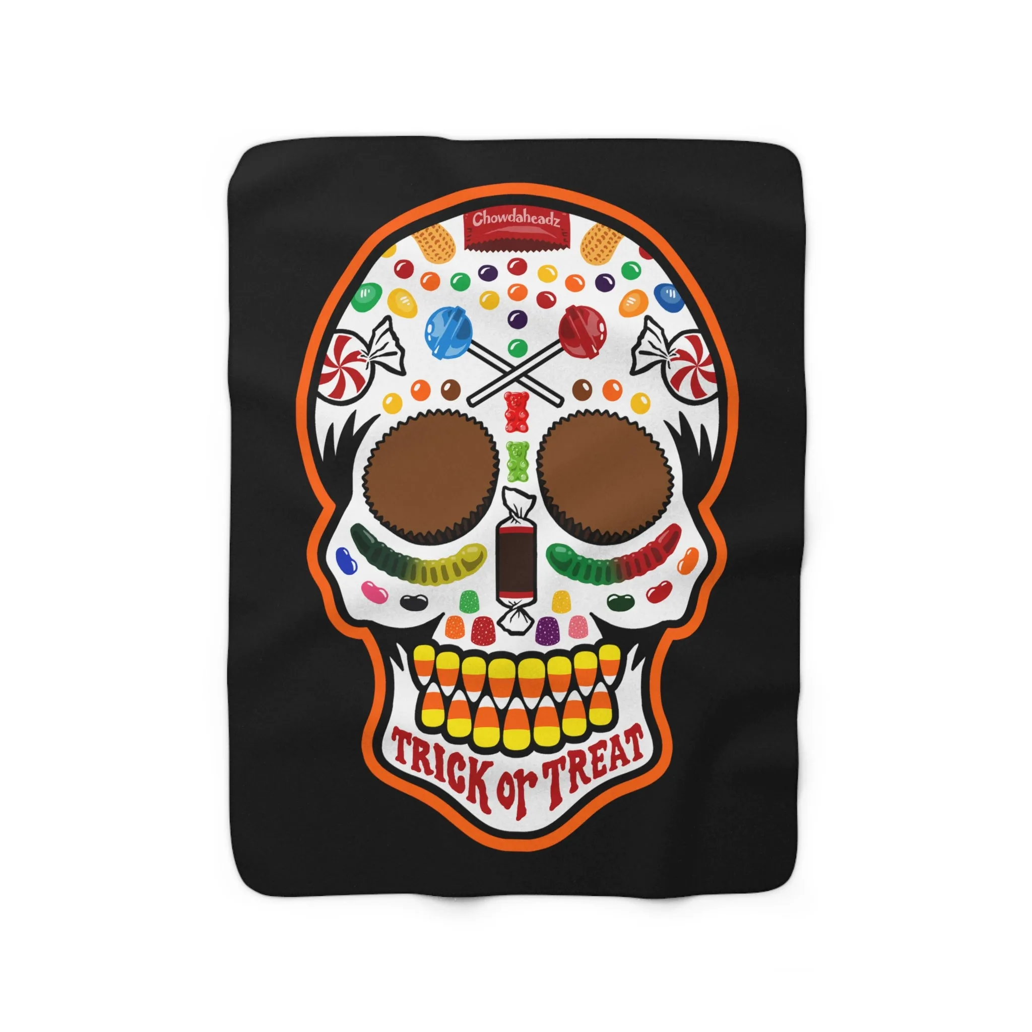 Halloween Candy Dead Head Sherpa Fleece Blanket