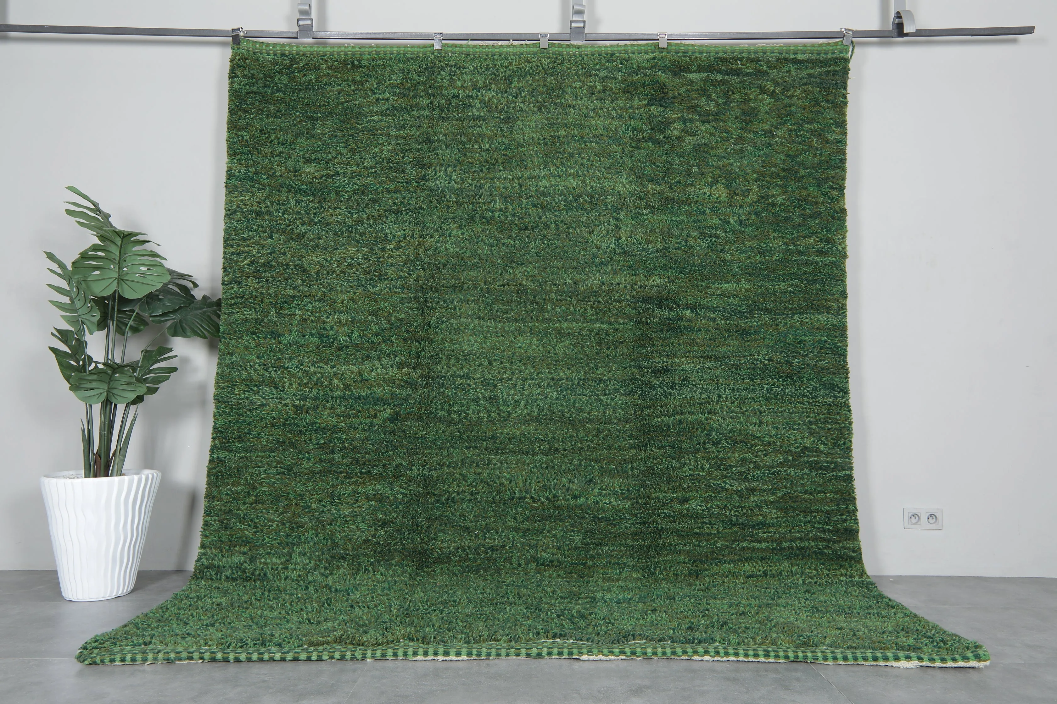 Hand-Knotted Moroccan rug - Custom Green Carpet - Wool rug
