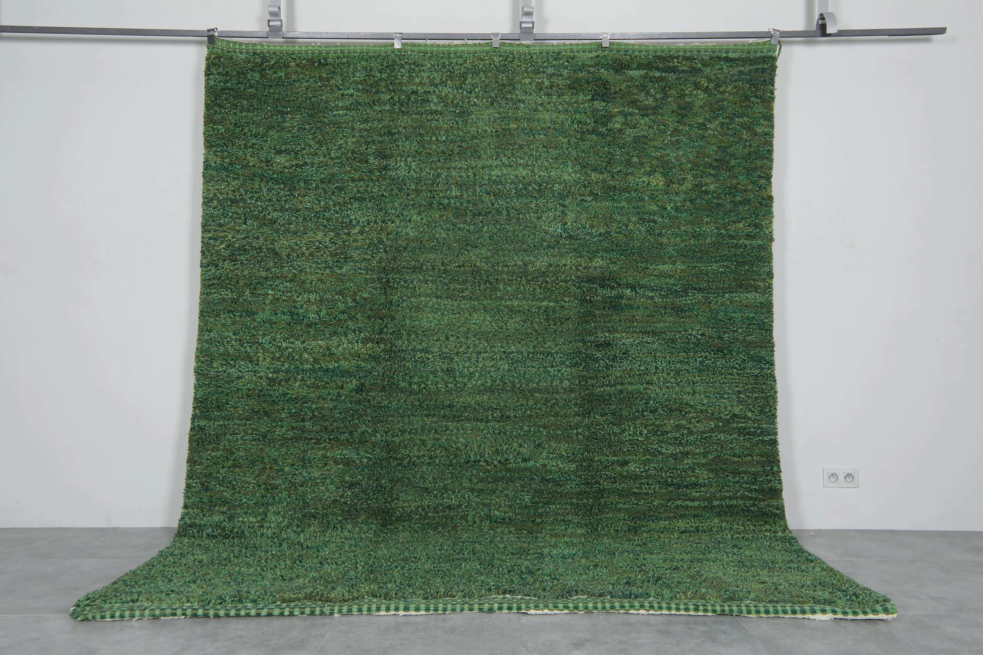 Hand-Knotted Moroccan rug - Custom Green Carpet - Wool rug