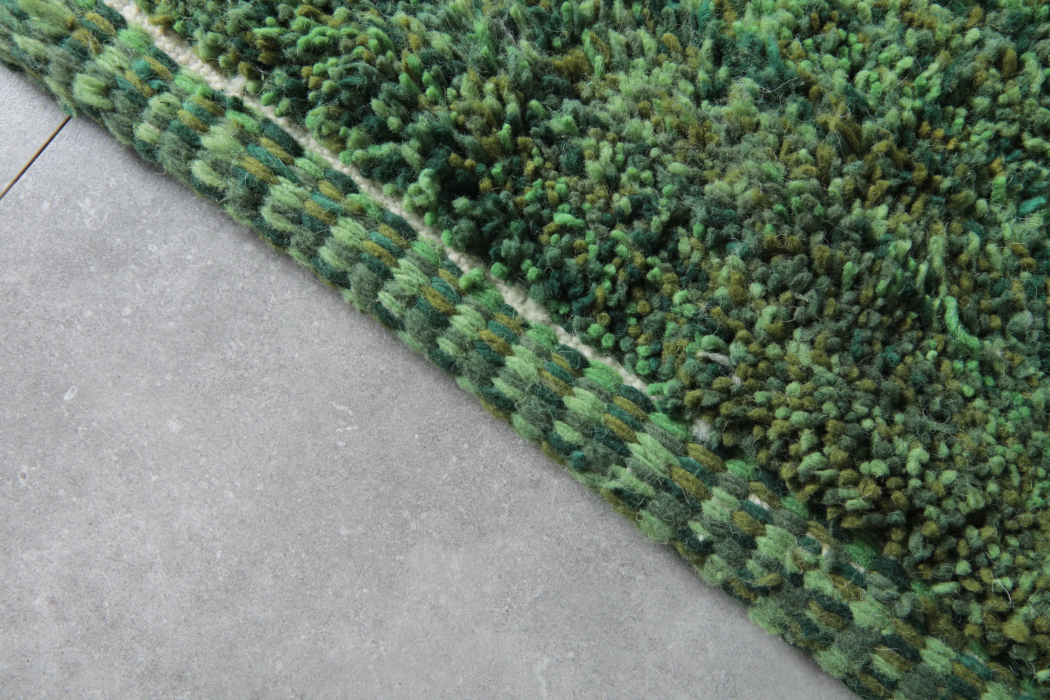 Hand-Knotted Moroccan rug - Custom Green Carpet - Wool rug