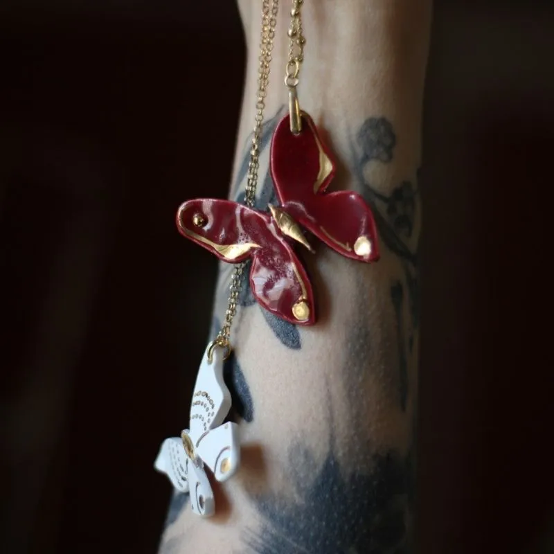 Handmade Ceramic Butterfly Pendant
