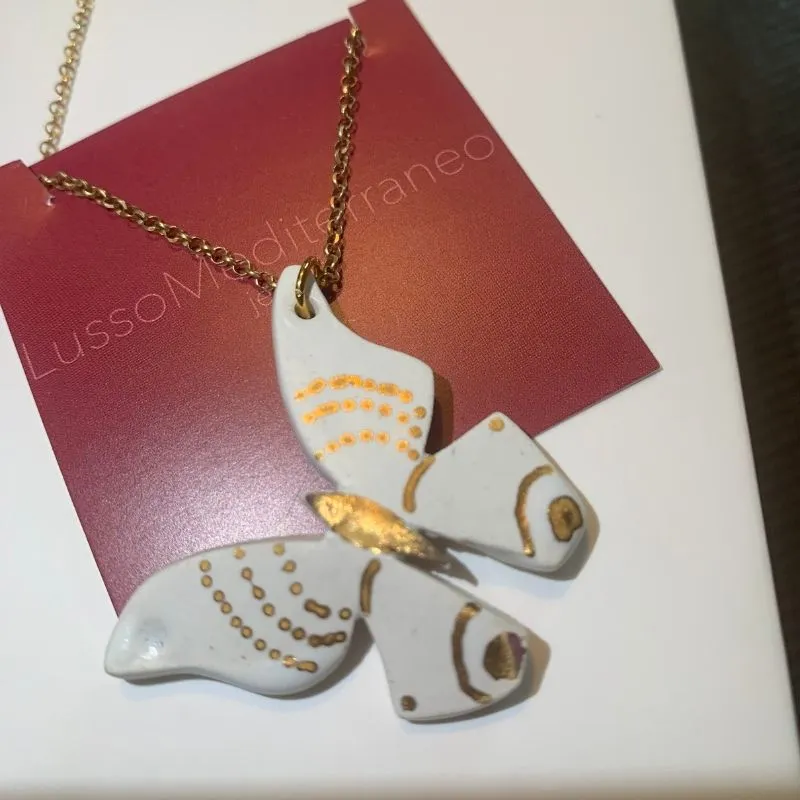 Handmade Ceramic Butterfly Pendant