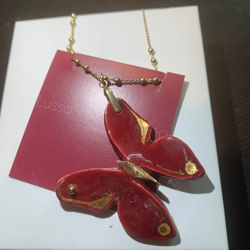Handmade Ceramic Butterfly Pendant