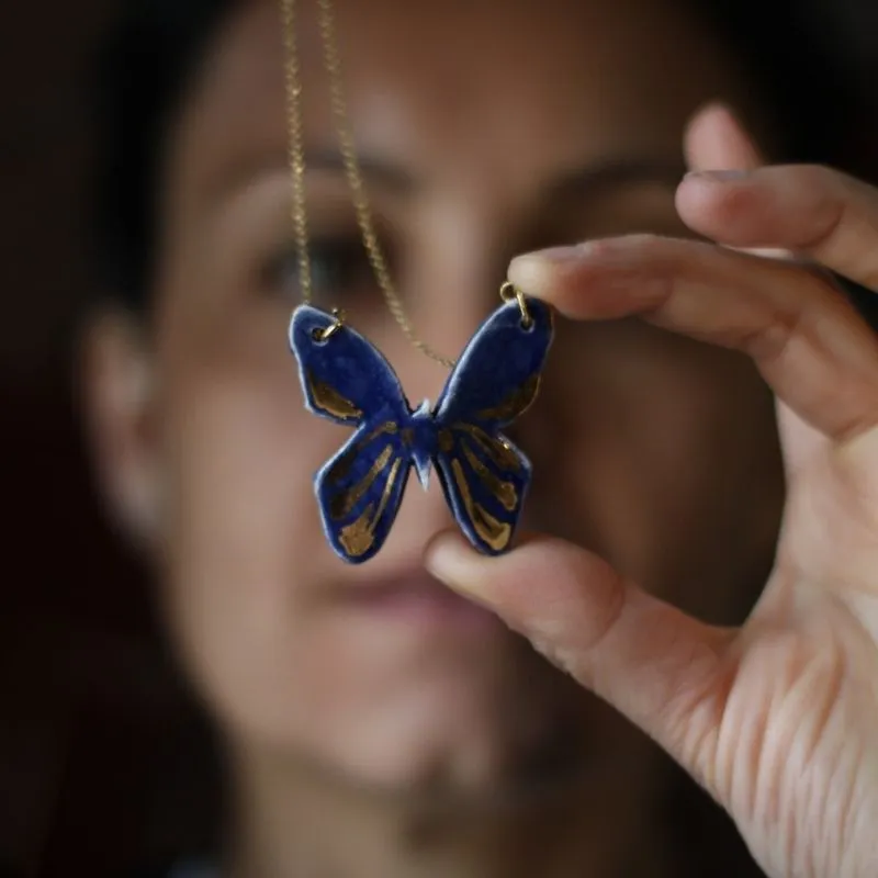 Handmade Ceramic Butterfly Pendant