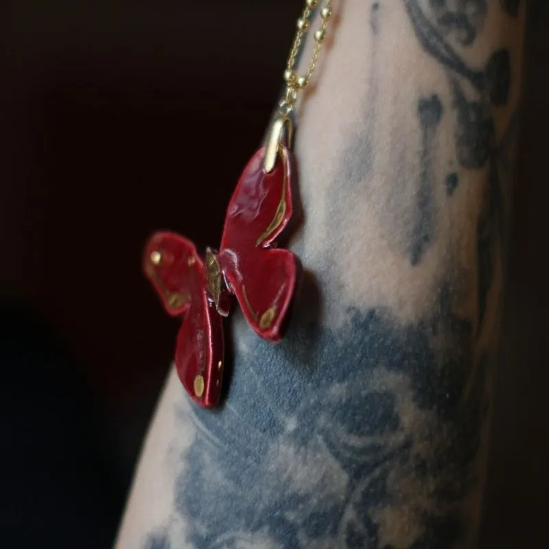 Handmade Ceramic Butterfly Pendant