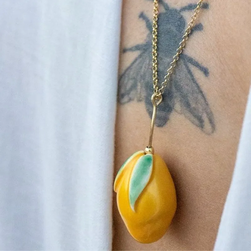 Handmade Ceramic Lemon Pendant