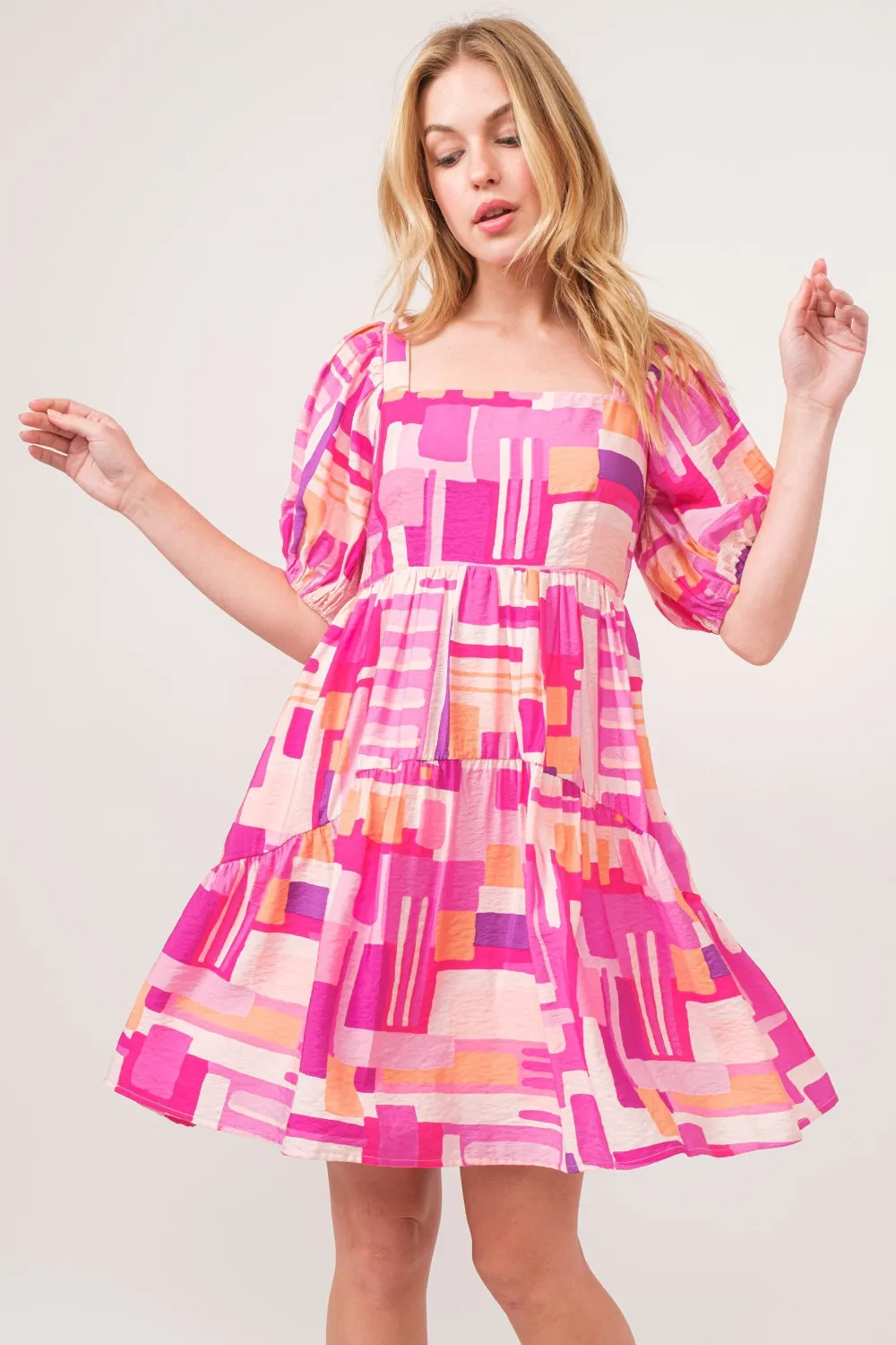 Hazel Blues® |  And The Why Color Block Puff Sleeve Dress