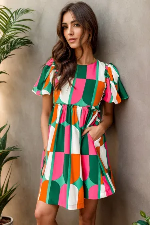 Hazel Blues® |  Color Block Round Neck Short Sleeve Dress