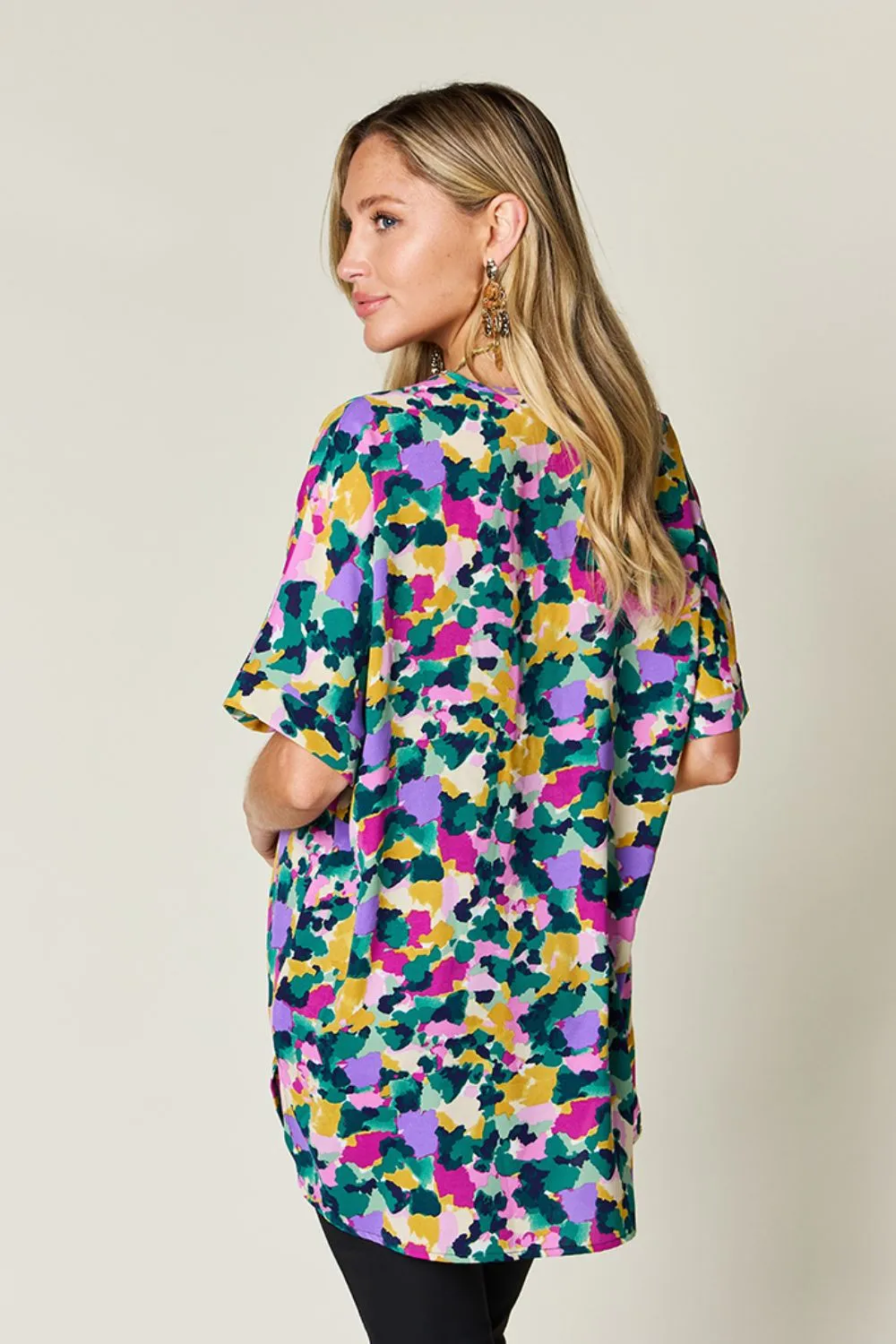 Hazel Blues® |  Double Take Printed V-Neck Short Sleeve Blouse