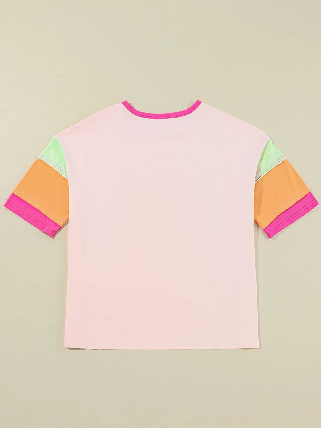 Hazel Blues® |  Letter Graphic Color Block Round Neck Half Sleeve T-Shirt