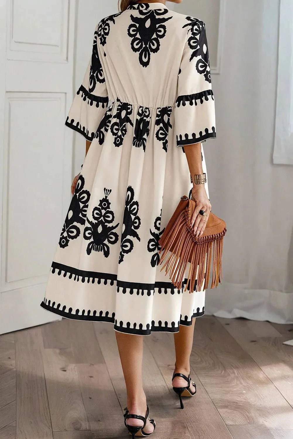 Hazel Blues® |  Printed Half Sleeve Knee Length Dress