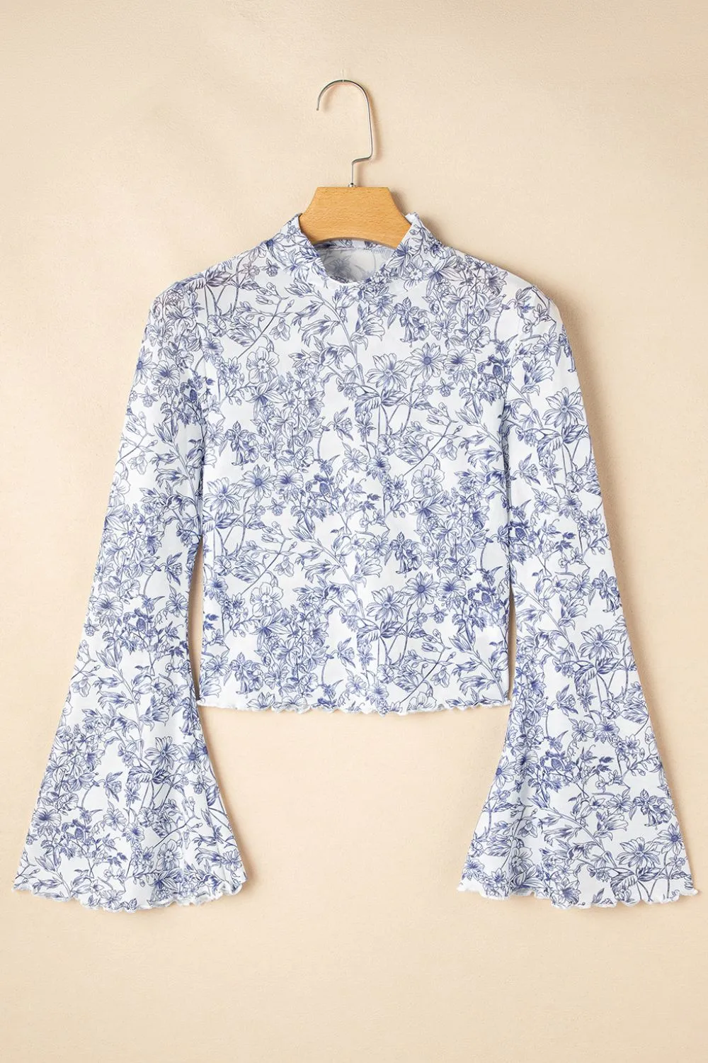 Hazel Blues® |  Printed Mock Neck Long Sleeve Blouse