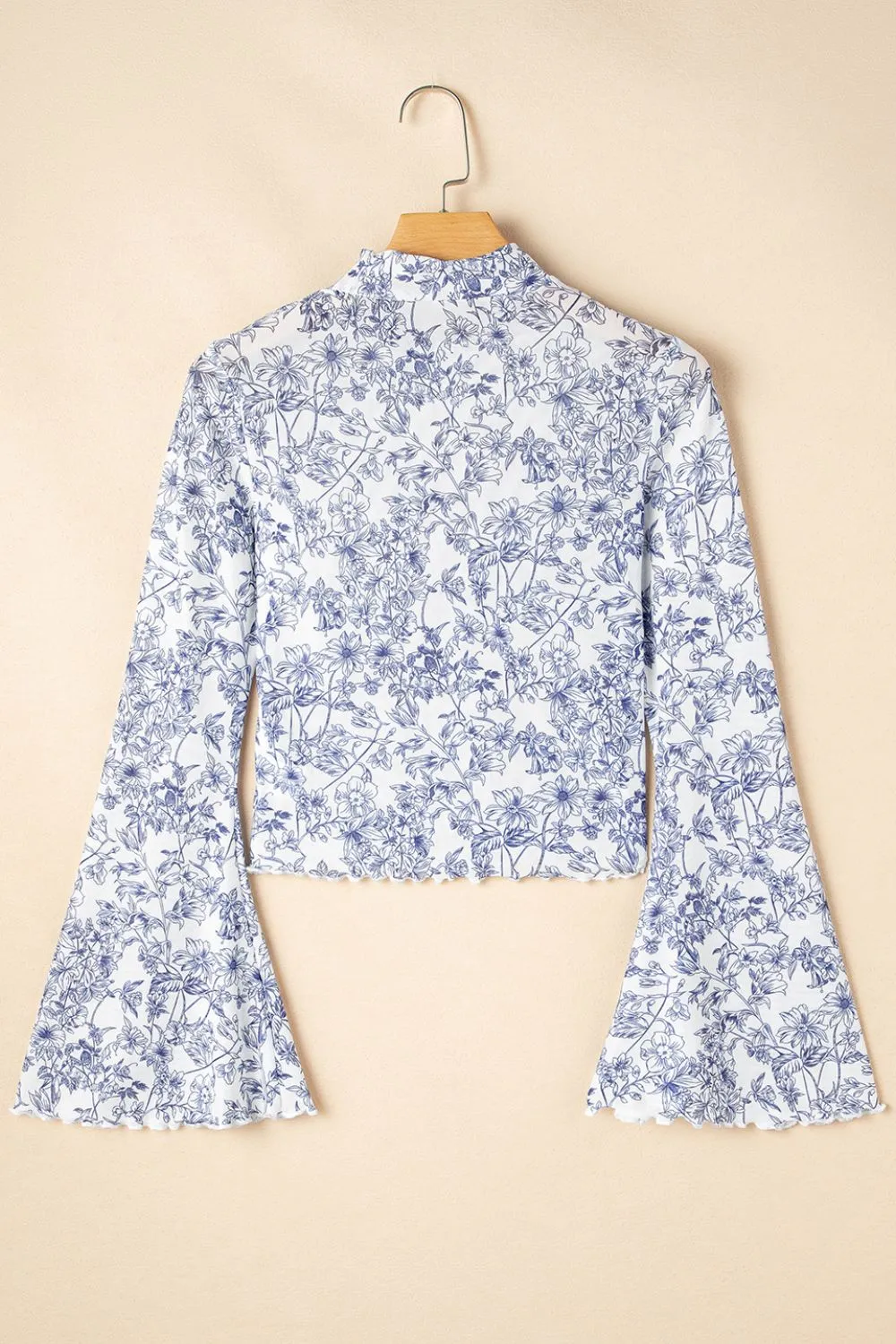 Hazel Blues® |  Printed Mock Neck Long Sleeve Blouse