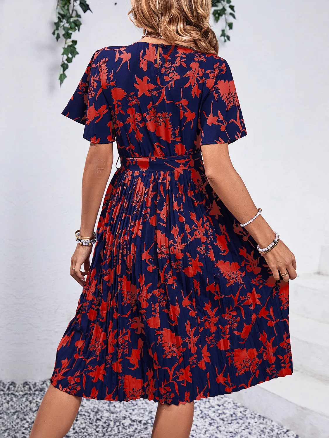 Hazel Blues® |  Printed Round Neck Short Sleeve Dress