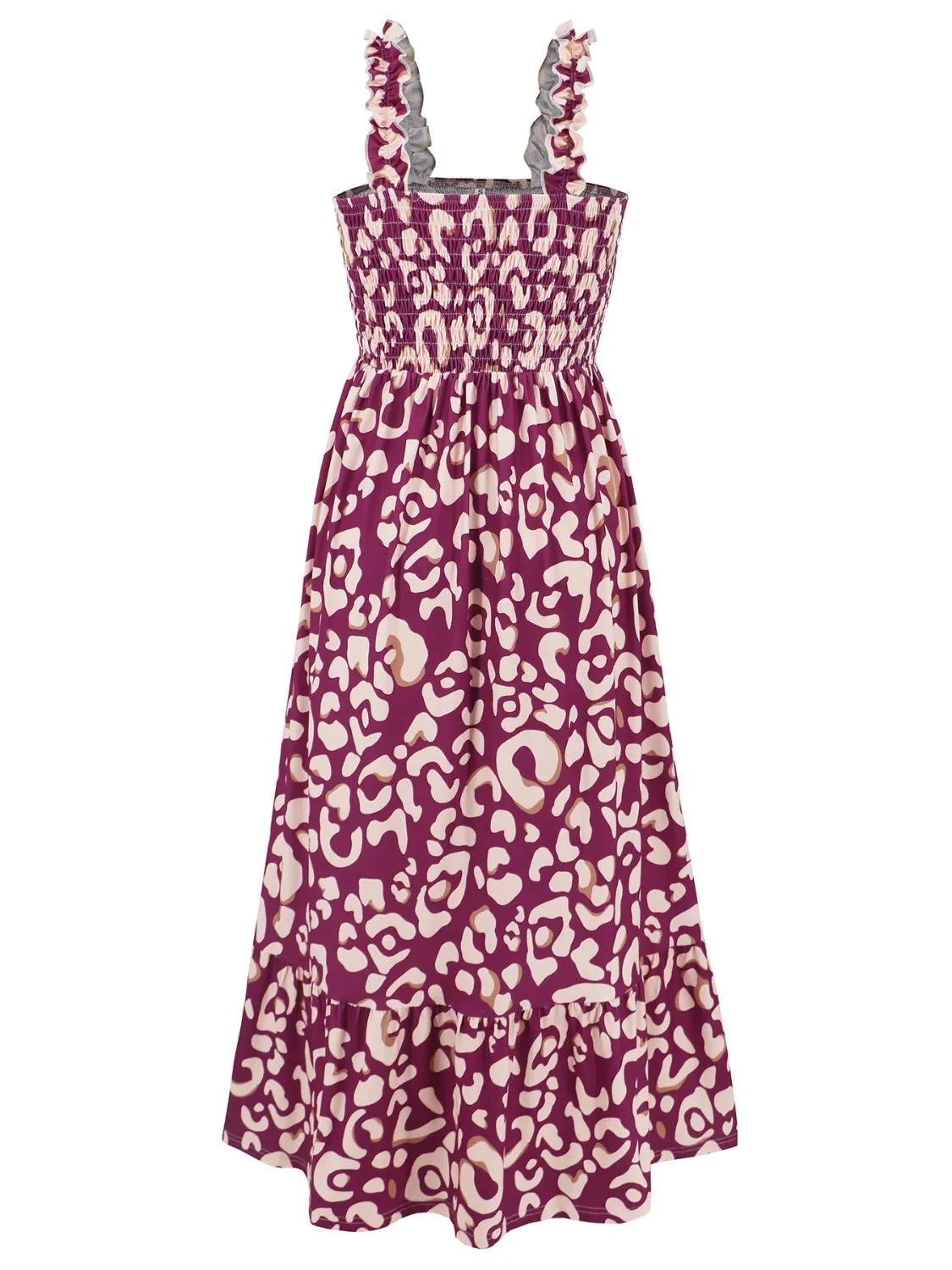 Hazel Blues® |  Smocked Printed Square Neck Sleeveless Dress