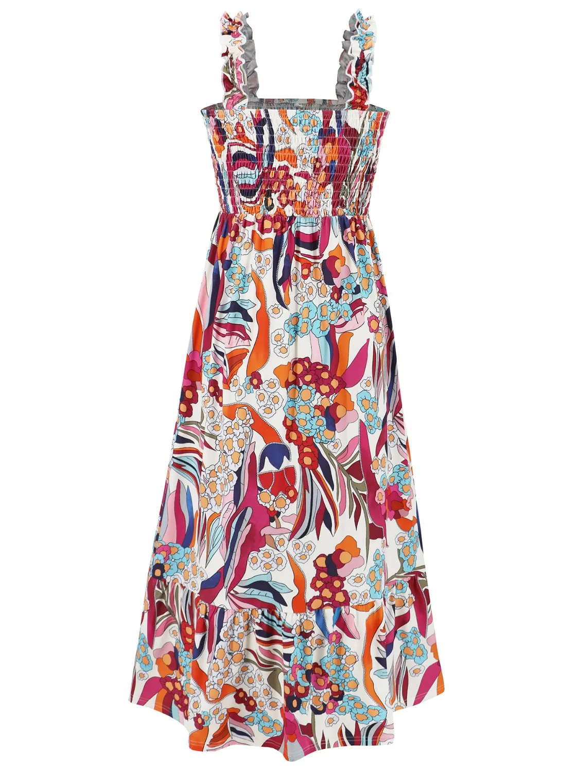 Hazel Blues® |  Smocked Printed Square Neck Sleeveless Dress